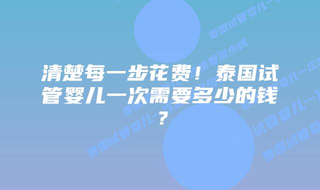 清楚每一步花费!泰国试管婴儿一次需要多少的钱?