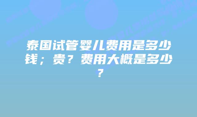泰国试管婴儿费用是多少钱；贵？费用大概是多少？