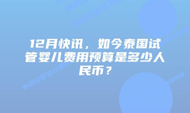 12月快讯,如今泰国试管婴儿费用预算是多少人民币?