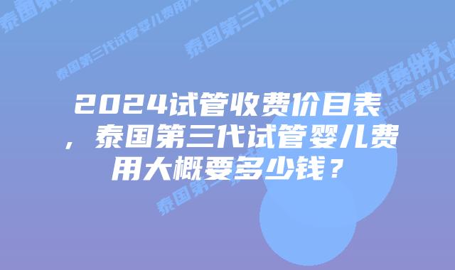 2024试管收费价目表,泰国第三代试管婴儿费用大概要多少钱?