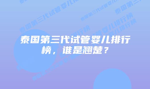 泰国第三代试管婴儿排行榜，谁是翘楚？