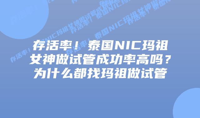 存活率!泰国NIC玛祖女神做试管成功率高吗?为什么都找玛祖做试管