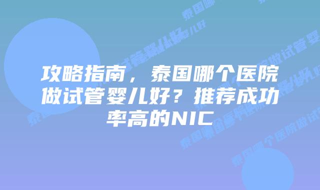 攻略指南，泰国哪个医院做试管婴儿好？推荐成功率高的NIC