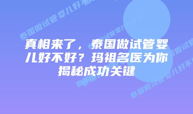 真相来了,泰国做试管婴儿好不好?玛祖名医为你揭秘成功关键
