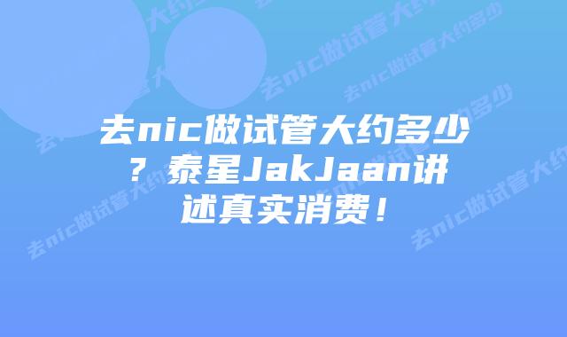 去nic做试管大约多少?泰星JakJaan讲述真实消费!