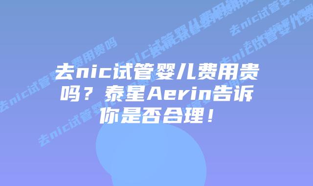 去nic试管婴儿费用贵吗?泰星Aerin告诉你是否合理!