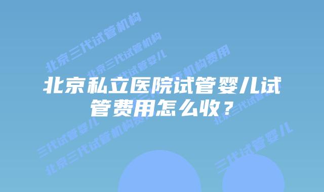 北京私立医院试管婴儿试管费用怎么收？