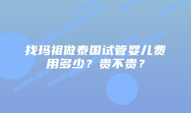 找玛祖做泰国试管婴儿费用多少?贵不贵?