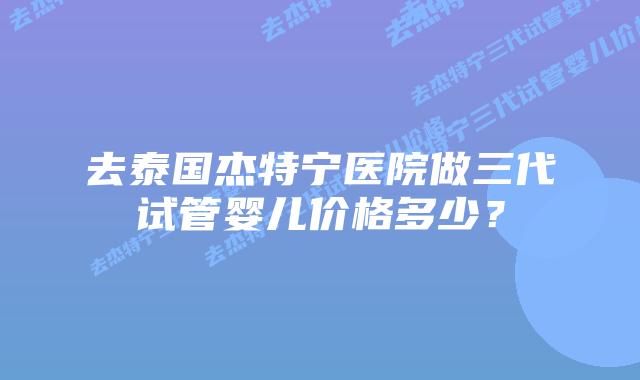去泰国杰特宁医院做三代试管婴儿价格多少?