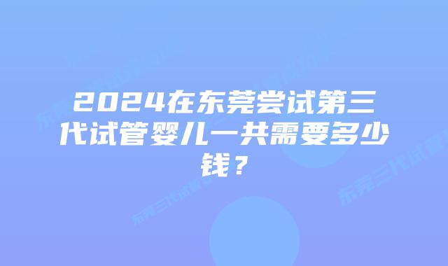 2024在东莞尝试第三代试管婴儿一共需要多少钱?