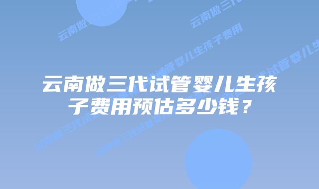 云南做三代试管婴儿生孩子费用预估多少钱？