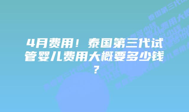 4月费用！泰国第三代试管婴儿费用大概要多少钱？