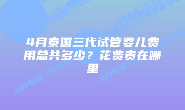 4月泰国三代试管婴儿费用总共多少?花费贵在哪里