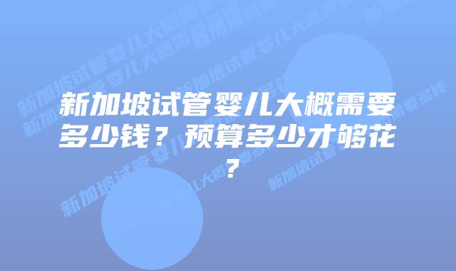 新加坡试管婴儿大概需要多少钱?预算多少才够花?