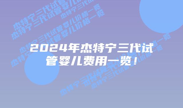 2024年杰特宁三代试管婴儿费用一览!