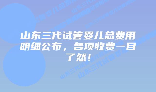 山东三代试管婴儿总费用明细公布,各项收费一目了然!