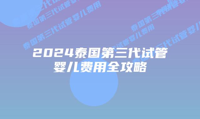 2024泰国第三代试管婴儿费用全攻略