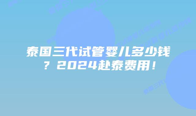 泰国三代试管婴儿多少钱?2024赴泰费用!