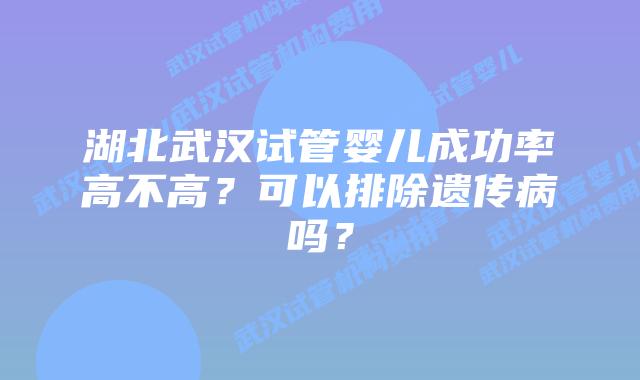 湖北武汉试管婴儿成功率高不高？可以排除遗传病吗？