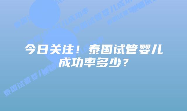 今日关注!泰国试管婴儿成功率多少?