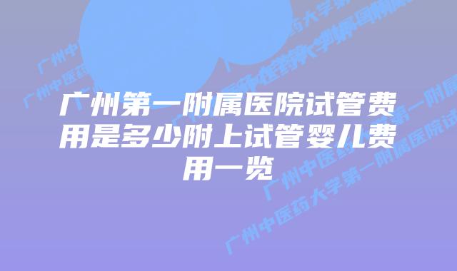 广州第一附属医院试管费用是多少附上试管婴儿费用一览