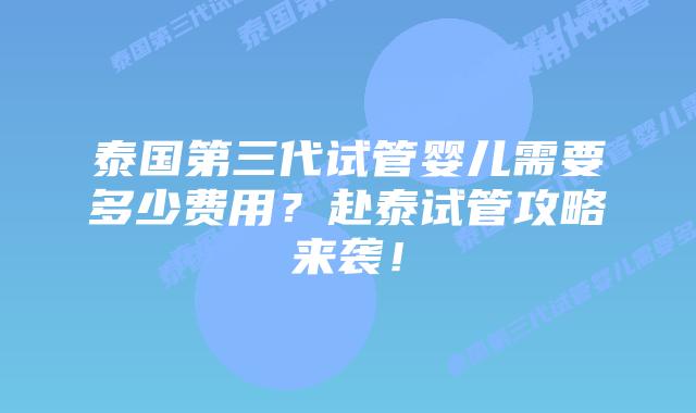 泰国第三代试管婴儿需要多少费用？赴泰试管攻略来袭！