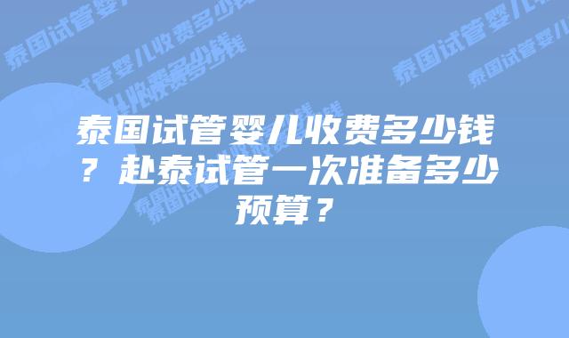 泰国试管婴儿收费多少钱?赴泰试管一次准备多少预算?