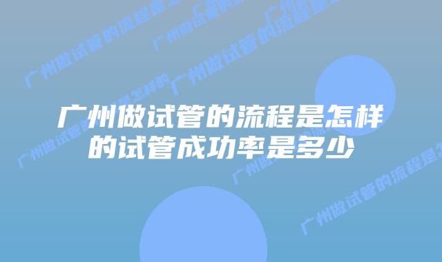 广州做试管的流程是怎样的试管成功率是多少