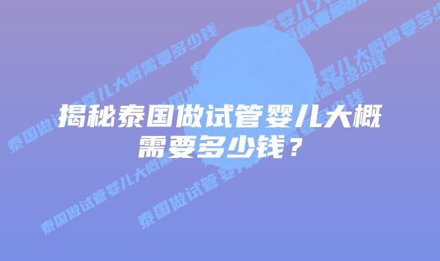 揭秘泰国做试管婴儿大概需要多少钱?