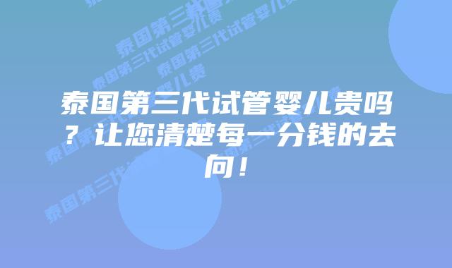 泰国第三代试管婴儿贵吗?让您清楚每一分钱的去向!