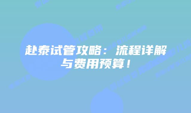 赴泰试管攻略:流程详解与费用预算!