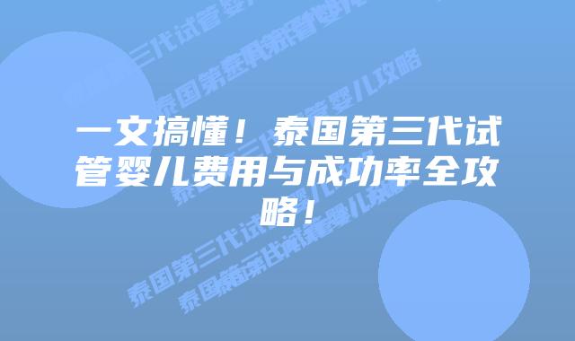 一文搞懂！泰国第三代试管婴儿费用与成功率全攻略！