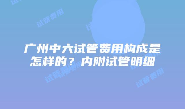 广州中六试管费用构成是怎样的？内附试管明细