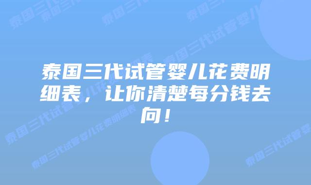 泰国三代试管婴儿花费明细表,让你清楚每分钱去向!
