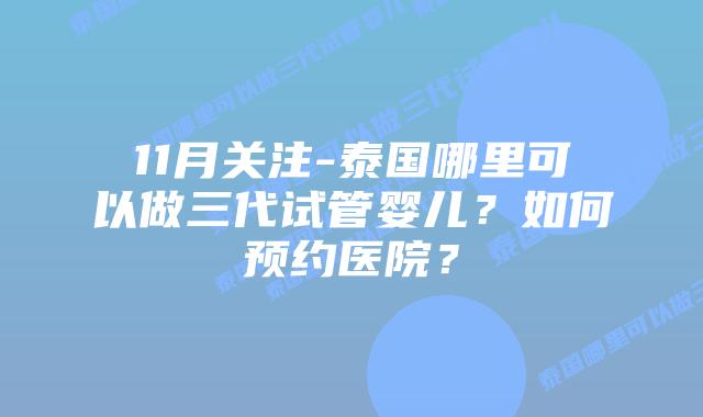 11月关注-泰国哪里可以做三代试管婴儿？如何预约医院？
