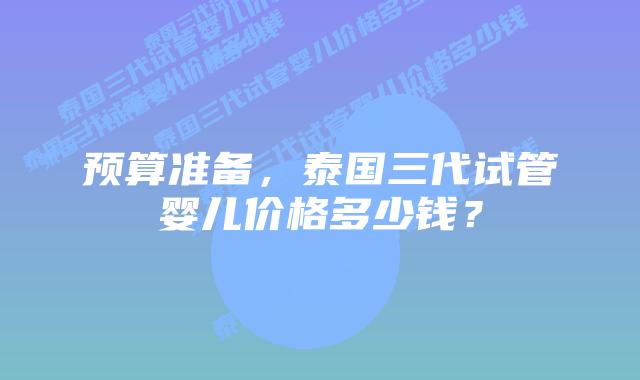 预算准备,泰国三代试管婴儿价格多少钱?