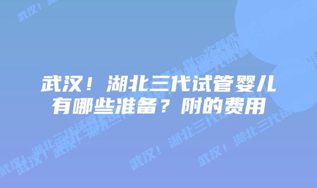 武汉!湖北三代试管婴儿有哪些准备?附的费用