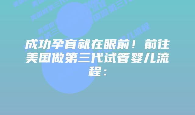 成功孕育就在眼前！前往美国做第三代试管婴儿流程：
