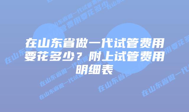 在山东省做一代试管费用要花多少？附上试管费用明细表
