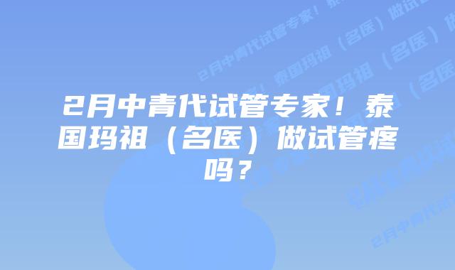 2月中青代试管专家!泰国玛祖(名医)做试管疼吗?