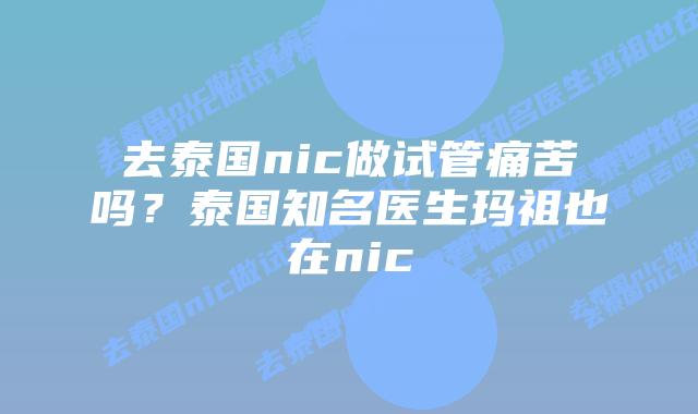 去泰国nic做试管痛苦吗?泰国知名医生玛祖也在nic