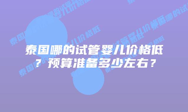 泰国哪的试管婴儿价格低?预算准备多少左右?