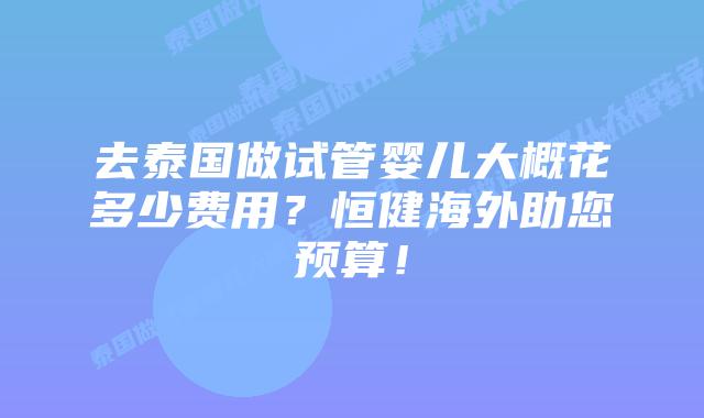 去泰国做试管婴儿大概花多少费用?恒健海外助您预算!
