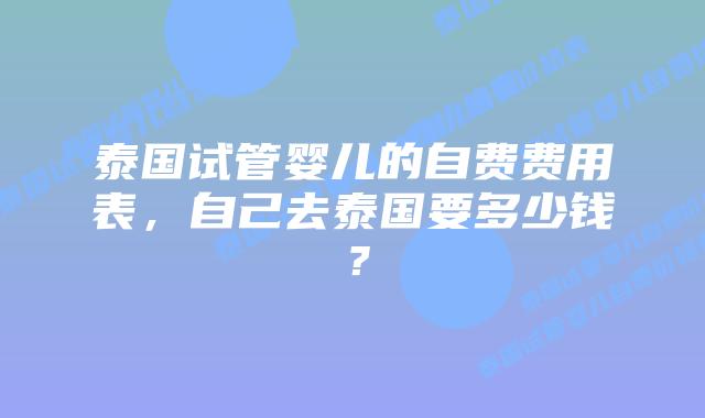 泰国试管婴儿的自费费用表，自己去泰国要多少钱？