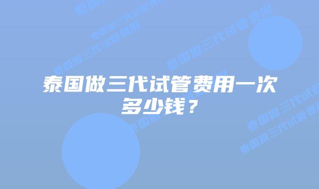 泰国做三代试管费用一次多少钱?