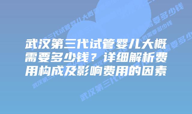 武汉第三代试管婴儿大概需要多少钱？详细解析费用构成及影响费用的因素