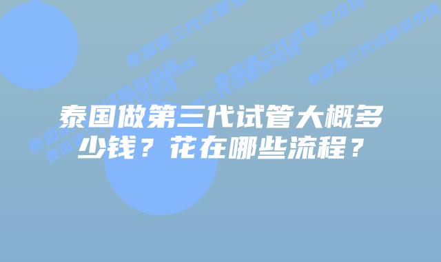 泰国做第三代试管大概多少钱?花在哪些流程?
