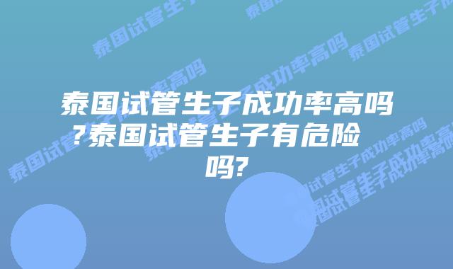 泰国试管生子成功率高吗?泰国试管生子有危险 吗?