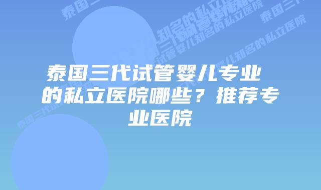 泰国三代试管婴儿专业 的私立医院哪些?推荐专业医院