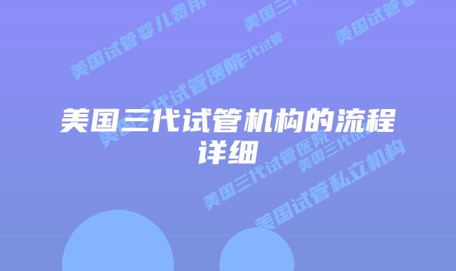 美国三代试管机构的流程详细
